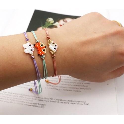 ZHONGVI Lovely Bracelet Gift Boho Miyuki Bracelets Women Childrens Pulseras Cat Rabbit Fox Pattern Jewellry Kids Jewelry