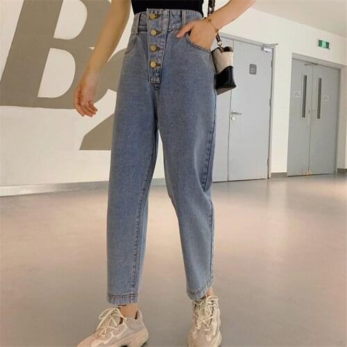 Fashion Harajuku Straight Pants Denim Clothing Streetwear 2020 Woman Jeans High Waist Clothes Wide Leg