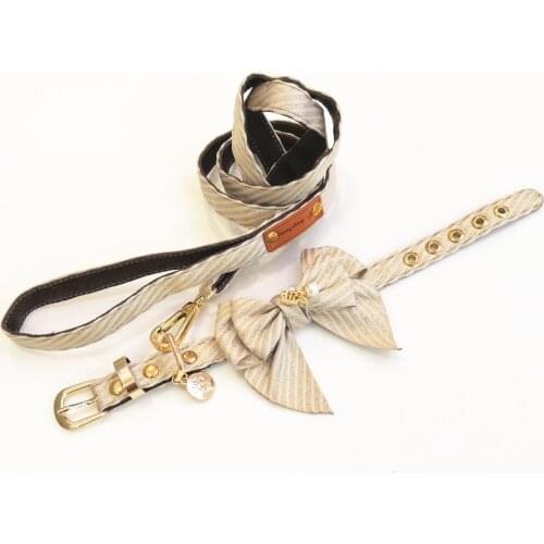 Fashion Designer Exquisite Dog Collar Leash Set Bowknot Pet Collar for Small Medium Dogs Luxury Gift Dog Collar Walking Lead