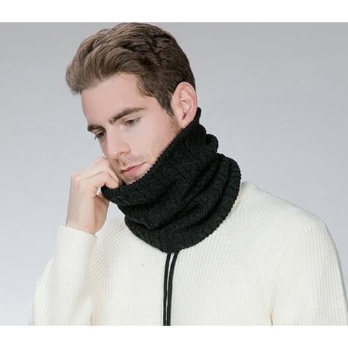 Mens Winter Warm Knitted Scarf Hat Dual Use Ring Snood Windproof for Men Ski Cap Scarf Men Bonnet Warm Hat Skullies Beanies