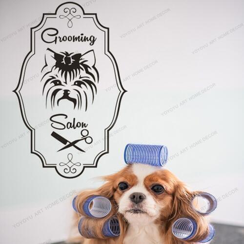 Pets Dog Grooming Salon Wall Sticker Pets Shop Interior Design Vinyl Window Decals Pets Dog Care Shop Wall Murals Poster WQ59
