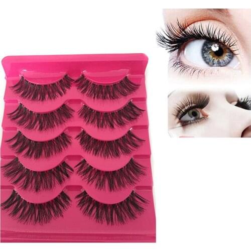 2021 New 5 Pairs/set Natural Black Long Sparse Cross False Eyelashes 3d Handmade Thick Cross Lashes Extensions Eye Makeup Tools