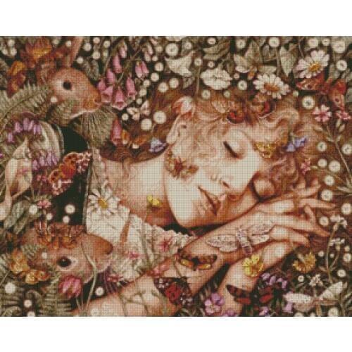 New Embroidery Counted Cross Stitch Kits Needlework - Crafts 14 ct DMC DIY Arts Handmade Decor -Sleeping girl