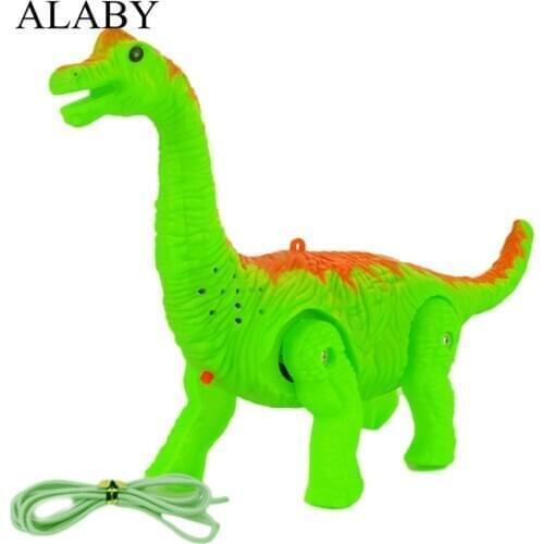 New Electronic Dinosaur Walking With Sound Animals Model 3D Projection Brachiosaurus Dinosaur Battery Operated Toy for Kids Baby
