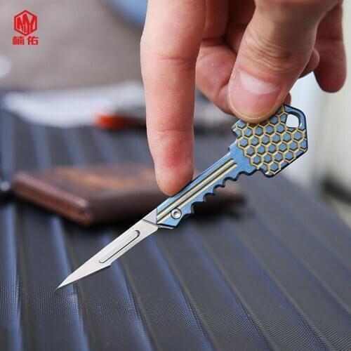 EDC Pencil Sharpener Utility Knife Titanium Alloy Portable Self-defense Tool Folding Knife Outdoor Emergency Medical Knife