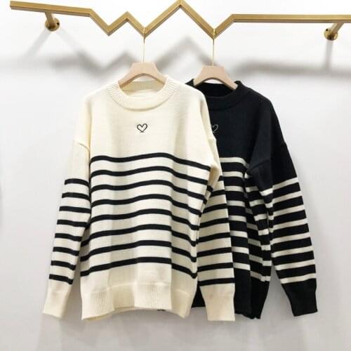 Autumn Winter Basic Striped Oversize Thick Sweater Pullovers Women 2021 Long Sleeve Loose needle twist sweater pullovers female