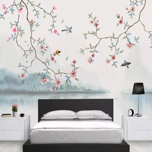 Custom 3D wallpaper murals landscape hand-painted flowers and birds living room bedroom wall decoration wallpaper murals