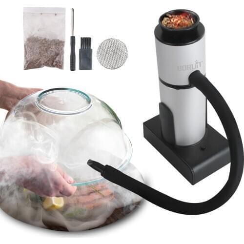 BORUiT Portable Molecular Cuisine Smoking Gun Food Cold Smoke Generator Meat Burn Smokehouse Cooking for Grill Smoker Wood