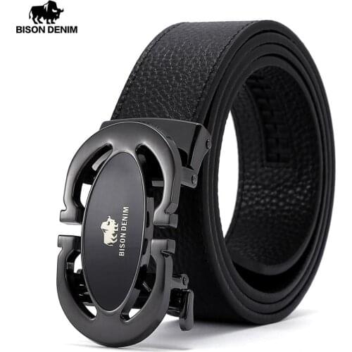 BISON DENIM Genuine Leather Belt for Men Automaitc Pin Buckle Luxury Brand Leather Belt Men Vintage High Quality Men Belt N71617