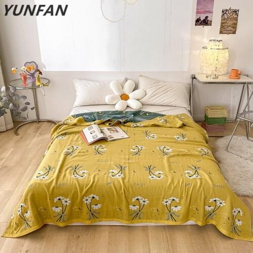 Cute Blankets Yellow Flowers Blankets Pure Cotton Yarn Blanket Throw On Bed/car/sofa Lovely Blankets Girls Bedding Bedclothes