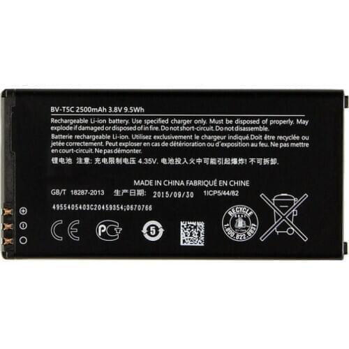 1x 2500mAh BV-T5C BVT5C 3.8VDC Replacement Battery For Nokia Microsoft Lumia 640 Lumia640 RM 1113 1073 Dual 1077 Batteries