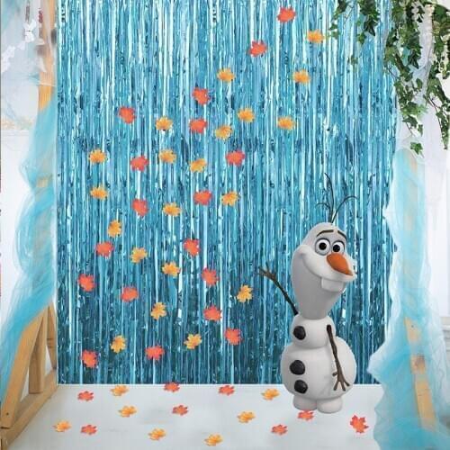 Light Blue Metallic Tinsel Foil Fringe Curtains for Halloween Party Bachelorette Wedding Baby Shower Engagement Supplies