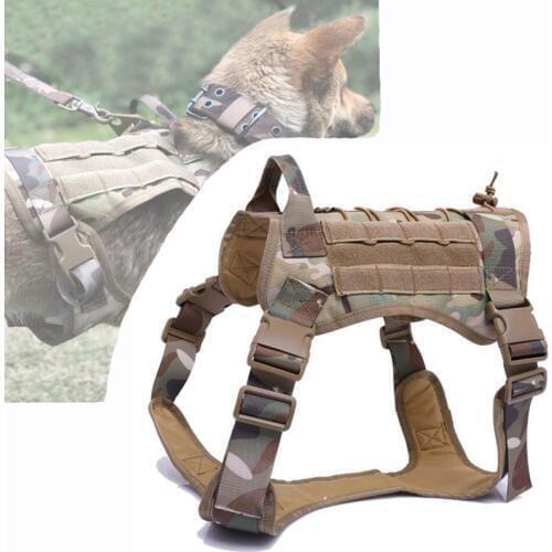 Outdoor Police Training Dog Vest Tactical Service Dog Molle Vest Military Patrol Adjustable Hunting Harness Clothes With Handle