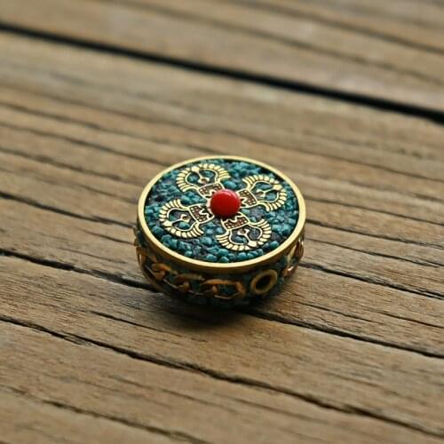 TZ-H02 Craft Handmade Copper Nepal Spacer Beads 21x11mm Ethnic Decoration Brass Charm Accessories DIY Jewelry Making Unisex