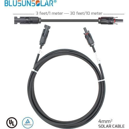1 Meter 4mm2 12AWG Solar Extension Cable With Connectors Male and Female for Solar System