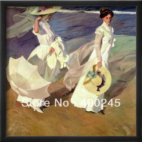 High quality Portrait painting Women art on canvas Hand painted A Walk on the Beach by Joaquin Sorolla y Bastida Reproduction