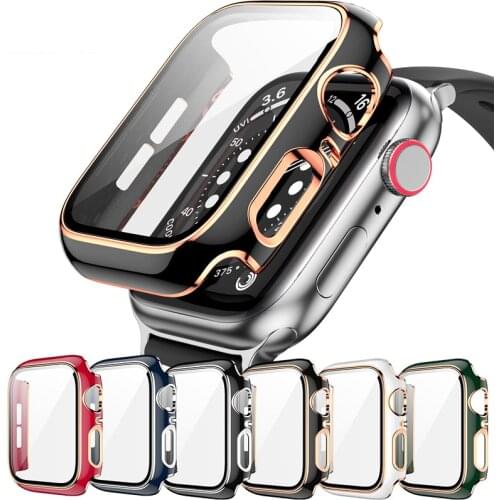 360 Full Screen Protector Bumper Frame Matte Hard Case For Apple watch 38/40/42/44mm Cover Tempered Glass Film Iwatch 6/SE/5/4/3