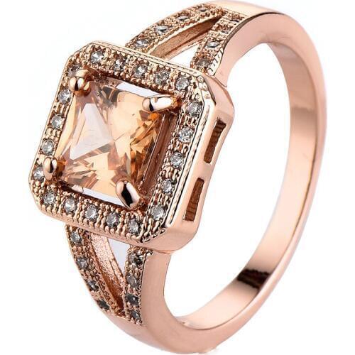 Rose Gold Color Big Crystal Framed Wedding Finger Ring For Womens Fashion Brand High Quality Jewelry anel fast drop ship