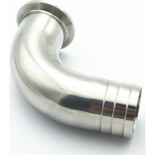 1" 25mm OD Hose Barb 304 Stainless Steel Sanitary Ferrule 90 Degree Elbow Pipe Fitting For Home Brew Fit 1.5" Tri Clamp
