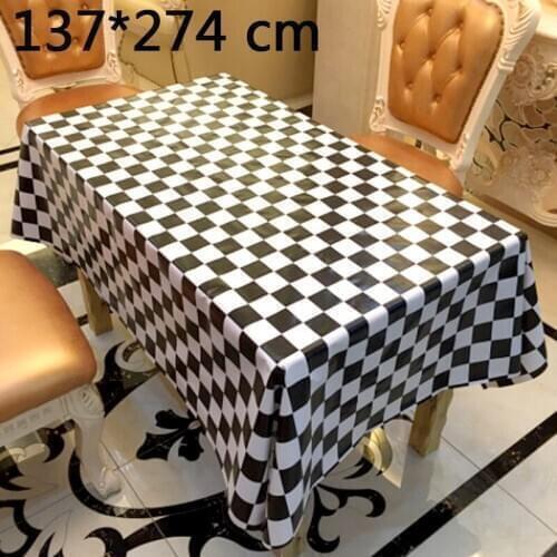 1pcs/lot Black and White Lattice Theme Tablecloth Decorate Birthday Party Racing Cars Tablecover Baby Shower Disposable Maps