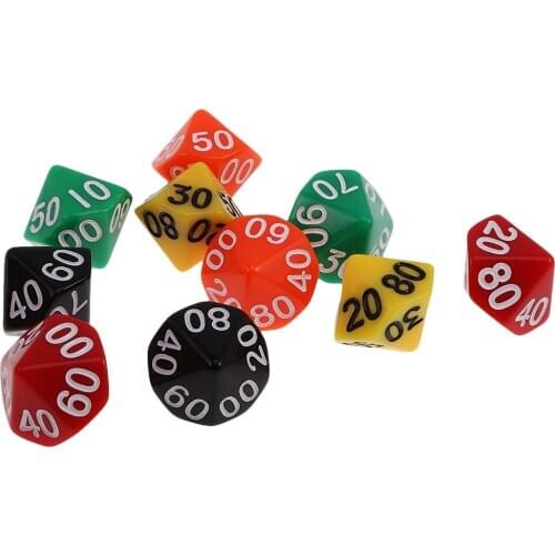 10pcs 10 Sided Color Playing Dice for D&D TRPG Role Playing Games Board Game