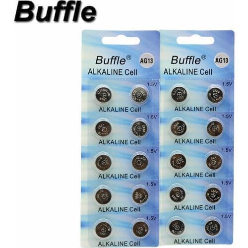 New Buffle 100pcs/10packs AG13 LR44 357A S76E G13 Button Coin Cell Battery 1.5V Alkaline Batteries Wholesale
