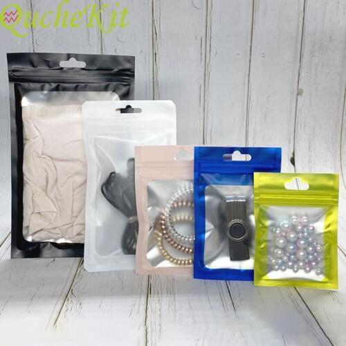 100pcs Matt Aluminum Foil Ziplock Bags Christmas Gifts Bags Pouches Food Aluminum Vacuum Storage Bag Jewelry Packaging Bags
