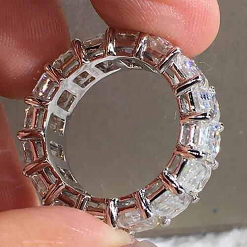 10K Au417 White Gold Ring Women Wedding Party Engagement Ring 0.3 Carat Rectangle Emerald Moissanite Diamond Elegant Trendy