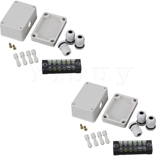 2Pieces Plastic Enclosure Terminal 6 Bit Junction Cable White 95x65x55mm