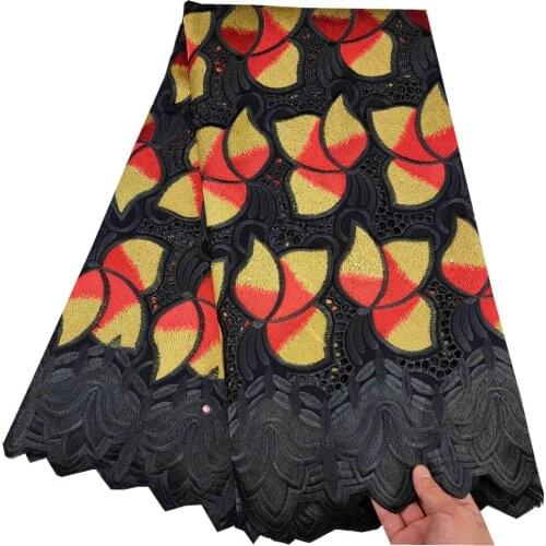 2021 High Quality African Lace Fabric Embroidery Swiss French Tulle Pure Cotton 5yards Wedding Party Dress Guipure h66-411