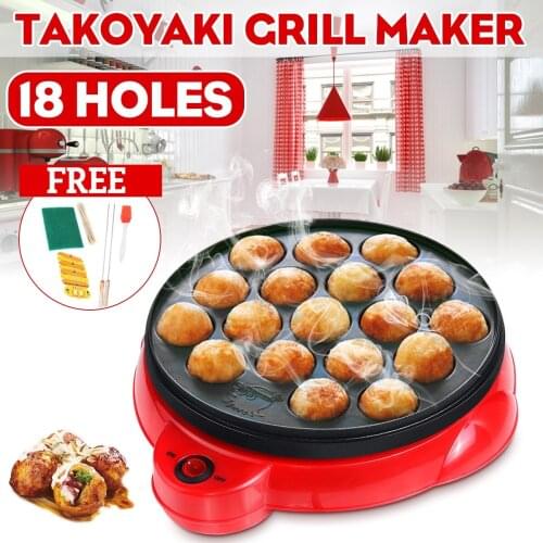 220V 18 Holes Electric Octopus Ball Grill Takoyaki Baking Mould Machine Mini Electric Chibi Maruko Grill Pan