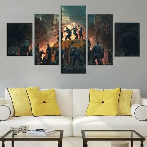 5 Panel Canvas Paintings Dying Light Game Poster HD Wall Pictures for Home Decor , FRAME