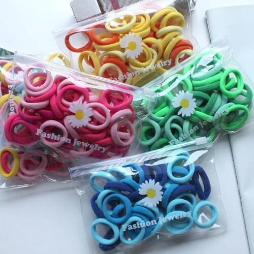50pcs 3cm Korean version of children’s hair band, elastic, good hair tie, cute towel ring, hair rope, hair accessories, women