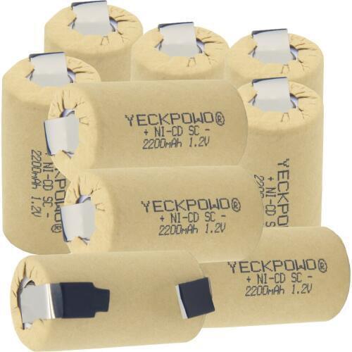 SUBC battery rechargeable SC batteries 42.5*22mm nicd 2200mah real capacity 1.2V flat top akkus for soldering tapes fast ship