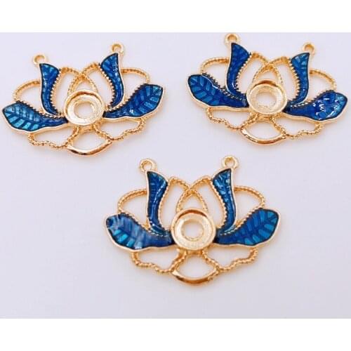 SIXTY TOWFISH 10 Pieces Colourful Jewelry Accessories 27*37 mm Alloy Enamel Flower Slice Charms Pendant Necklaces Jewelry Making