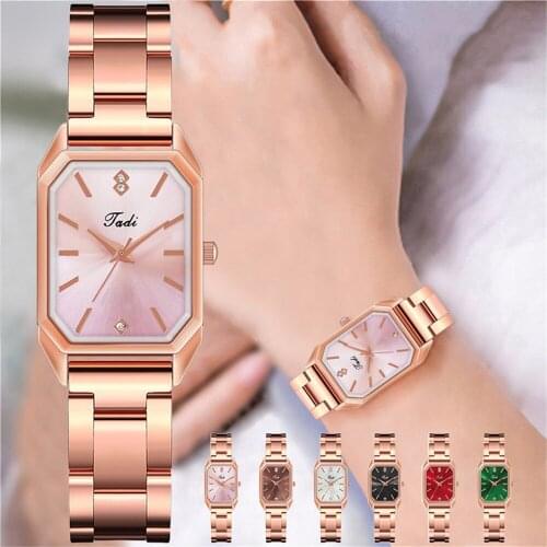 Women Rectangle Simple Dial Watch Luxury Rose Gold Stainless Steel Quartz Watches Gift Clock Relogio Feminino for Drop Shipping