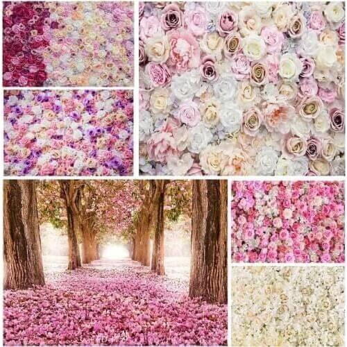 Flowers Valentines Day Photo Backdrops Vinyl Cloth Background for Wedding Lovers Portrait Children Photoshoot Photography Props