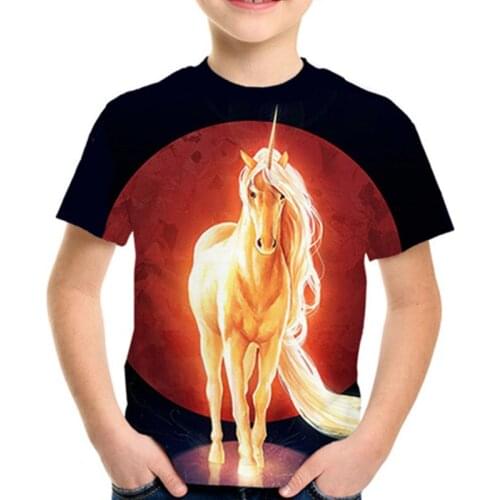 Kids Space Galaxy 3D T-shirt 2020 Summer Children Anime Unicorn Tiger King Lion Animal Print T shirt Boys Girls Fashion Tshirts