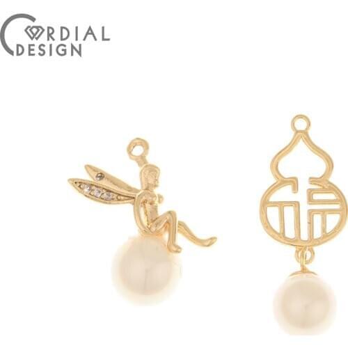 Cordial Design 20Pcs Jewelry Accessories/Imitation Pearl/DIY Earrings Making/CZ Charms/Hand Made/Genuine Gold Plating/Pendant