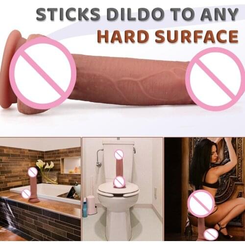 Double Layer Silicone Dildo Giant Dildo Female Masturbator Men Flirting Accessories Action 18 Sex Toy for Two People