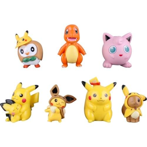 Original 7 Kinds Pokemon Tomy Figure Model Dolls Toy Pokemon Pikachu Collection Model Child Birthday Gift Pikachu