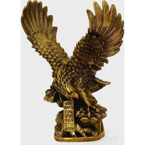 Chinese Brass Copper spread the wings Hawk Eagle Bird Figures Statue