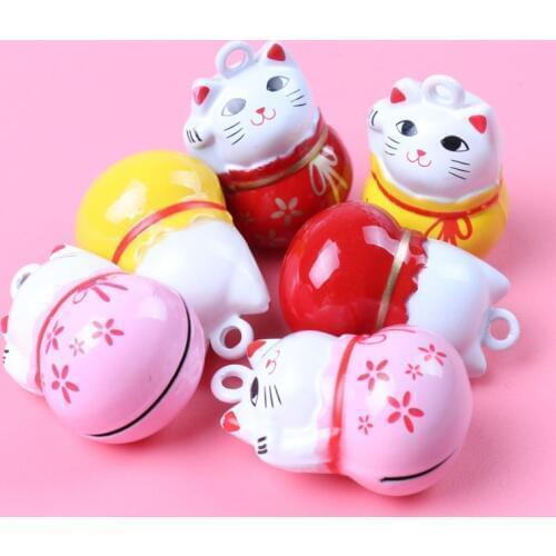 Jingle Bells Mix Cartoon Cat Iron Loose Beads Small for Party Christmas Tree Ornamen Decoration Home Accessories 1pcs 26x17mm