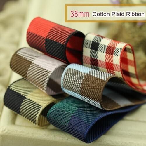 New Geometric British Style Plaid Ribbon 38mm cotton Satin Ribbon DIY bowknot materials Ribbon 5m/lot