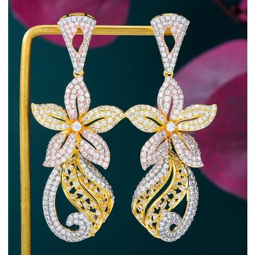 Missvikki Luxury Gorgeous Flowers Long Dangle Earrings Angel wings High Quality for Women Girl Daily Romantic Earring Jewelry