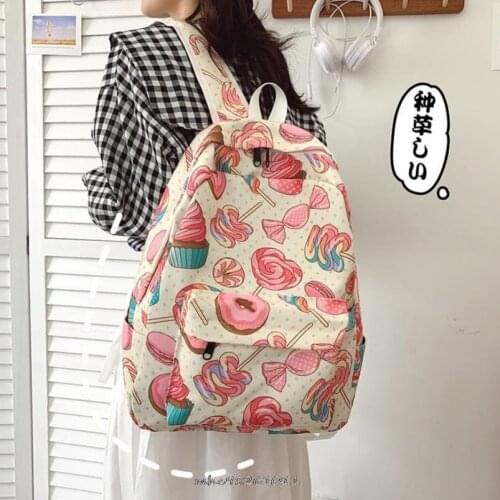 Fashion Femal Cute Travel Bag Rucksack Kawaii Girls Backpack Schoolbag for College Bookbag Student Bagpack Women Laptop Mochila