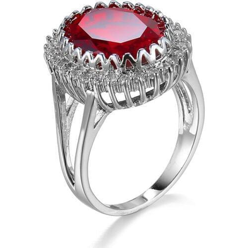 2Ct Fasion sterling silver Ring Fashion Women Gift 5A Red Zircon Jewelry Brand Wedding Engagement Plata Rings