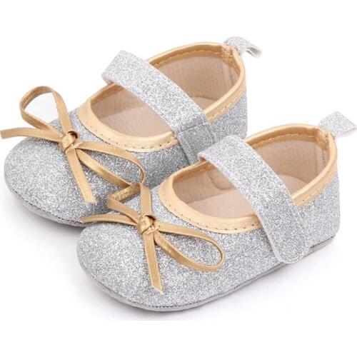 Spring Autumn Baby Girl Cute Princess Shoes Infant Bowknot Slim Flash Soft Sole Toddler Shoes First Walkers