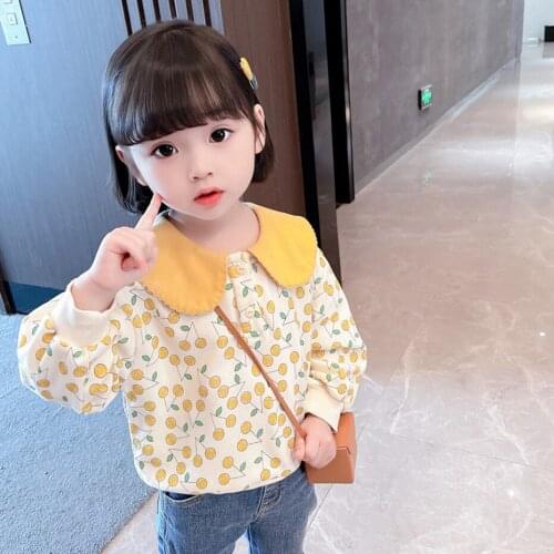 2021 New Hoodies Girls Sweatshirts Cherry Pattern Girl Long Sleeved Clothing Children Clothes Hoodies Kid Tops