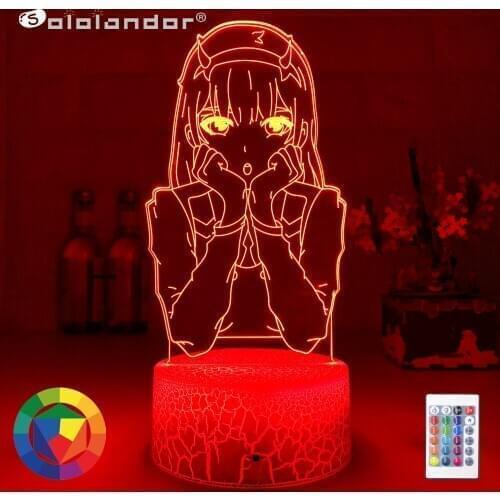 New Led Night Light Zero Two Figure Table 3d Lamp for Bed Room Decor Light Anime Waifu Gift Darling In The Franxx Zero Two Lamp